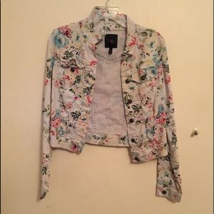 Flower print jean jacket